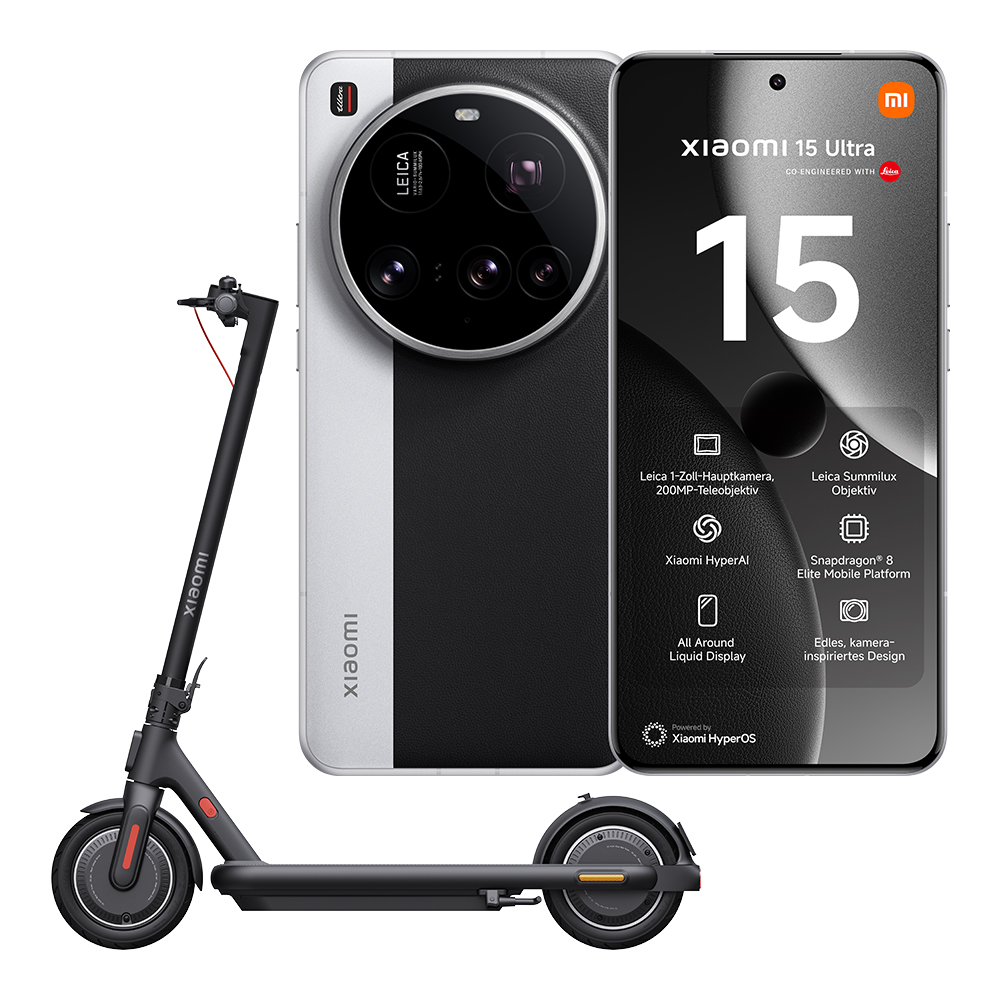 LAUNCH BUNDLE  Xiaomi 15 Ultra 16GB/1024GB Silber Chrome + E-Scooter 4 Pro Plus CH-Edition Schwarz